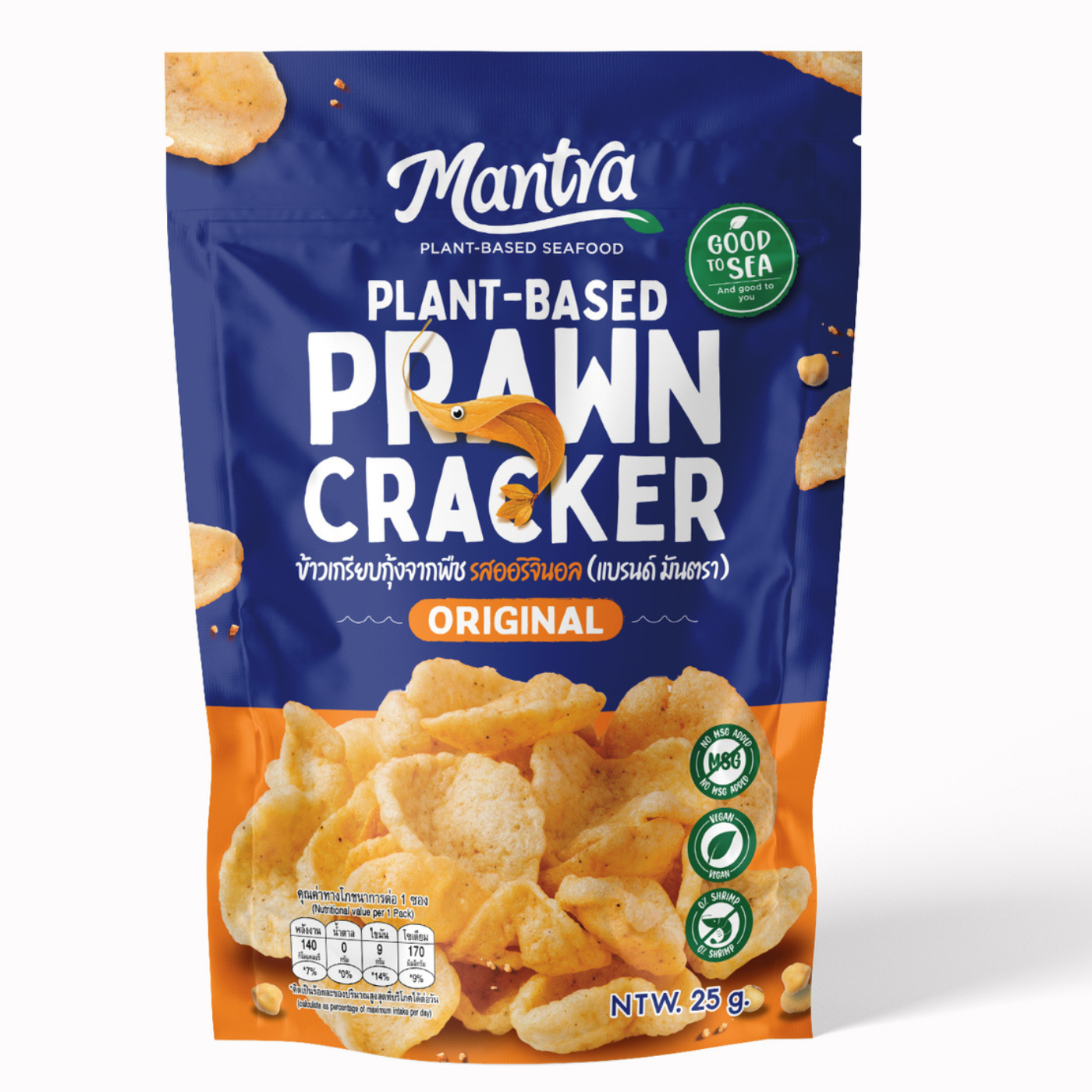 MANTRA Plant-Based Prawn Cracker 25G - Original FlavorSnacksA classic, savory prawn cracker taste—without the seafood! This original flavor is light, crispy, and full of umami, making it the perfect plant-based alternative to traditional prawn crackers.